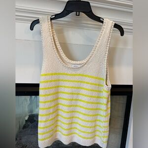 Evereve KNIT tank (Cream and Neon-ish Yellow) EUC Large